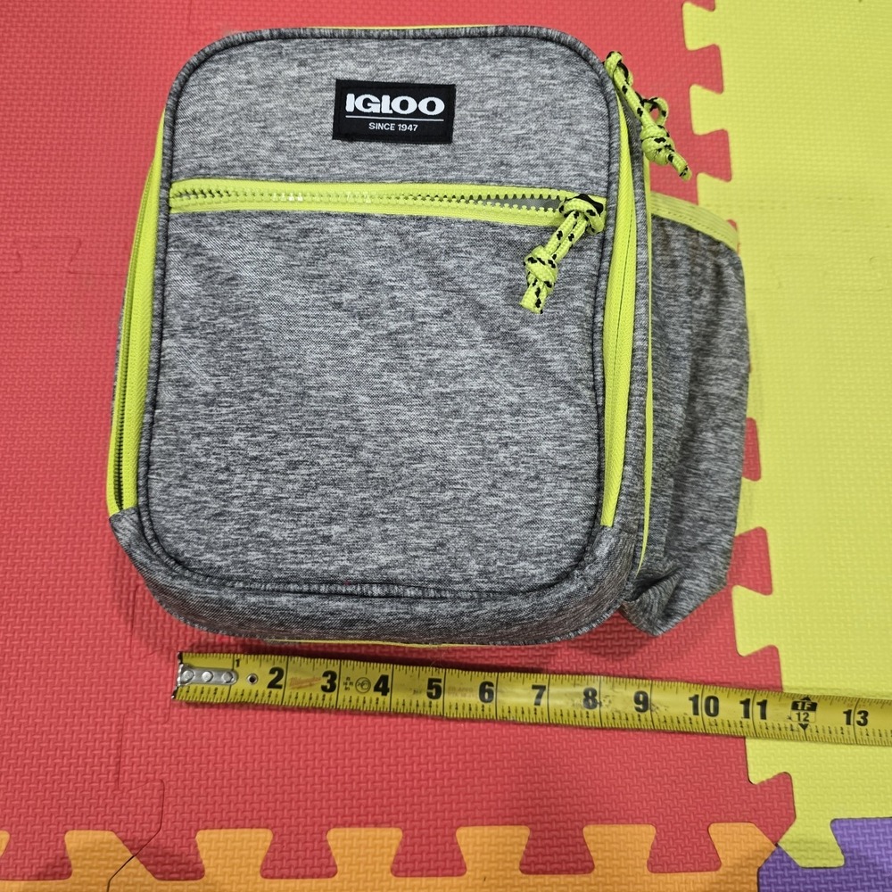 Igloo Insulated Lunch Bag Cooler HeatherGray Neon Yellow w/ Shoulder Strap